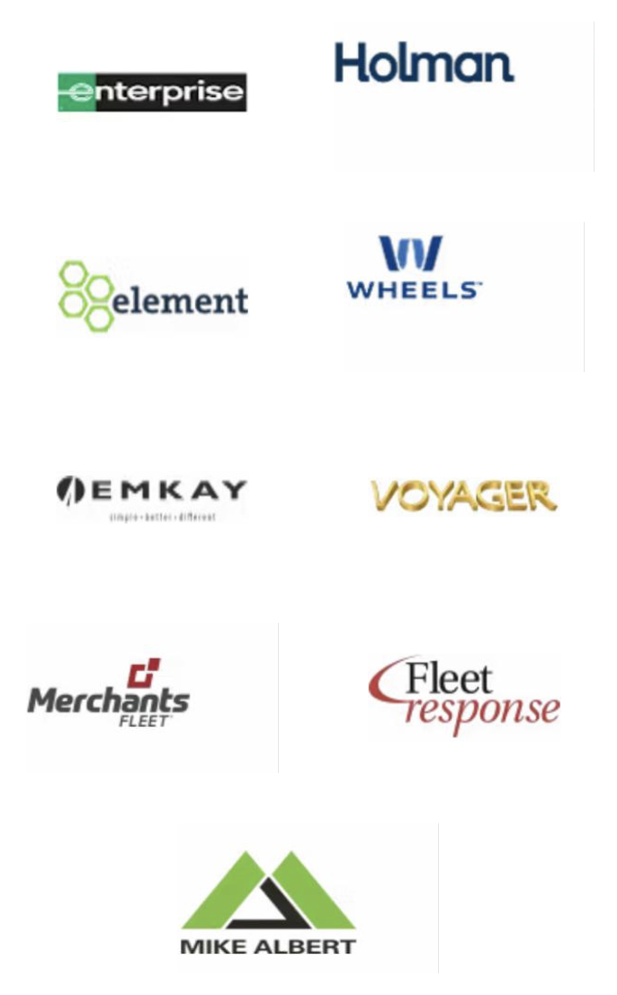 Fleet management partners: Enterprise, Holman, Element, Wheels, EMKAY, Voyager, Merchants Fleet, Fleet Response, and Mike Albert